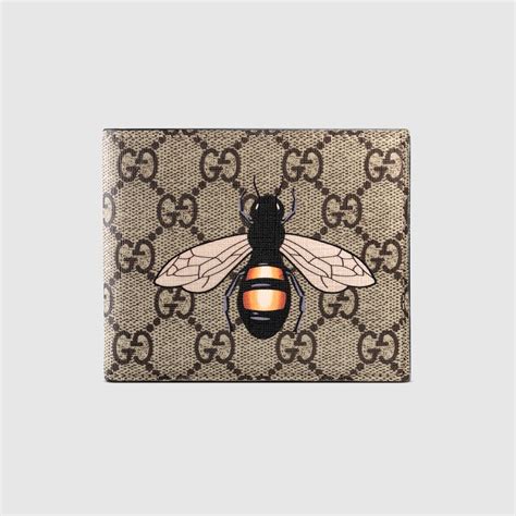 gucci bee print gg supreme wallet men|gucci bee wallet review.